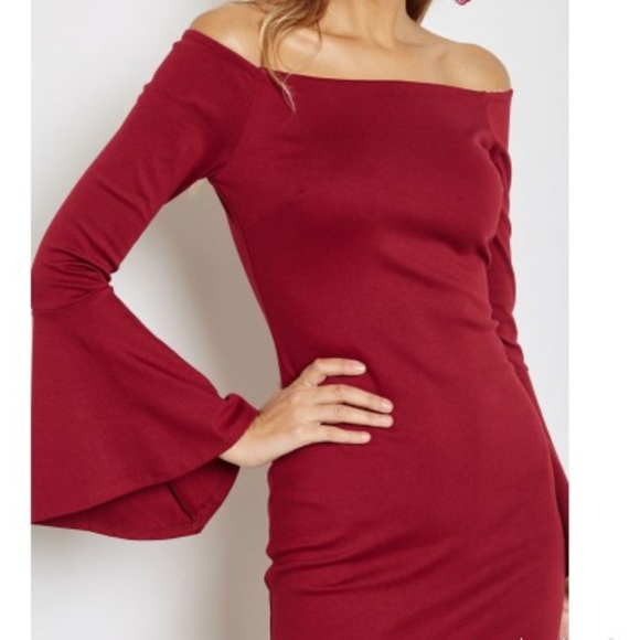 💙NAVY💙 Off Shoulder Bell Sleeve Dress - Picture 1 of 6